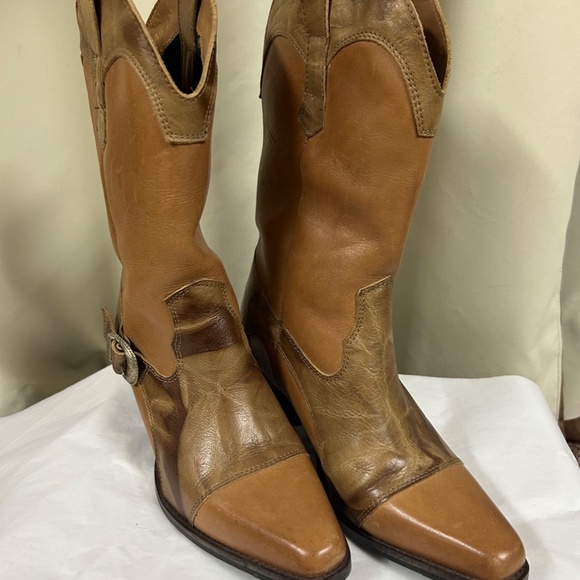 DINGO WESTERN STYLE BROWN LEATHER BOOTS WITH BUCKLE SZ 7 - Picture 7 of 13